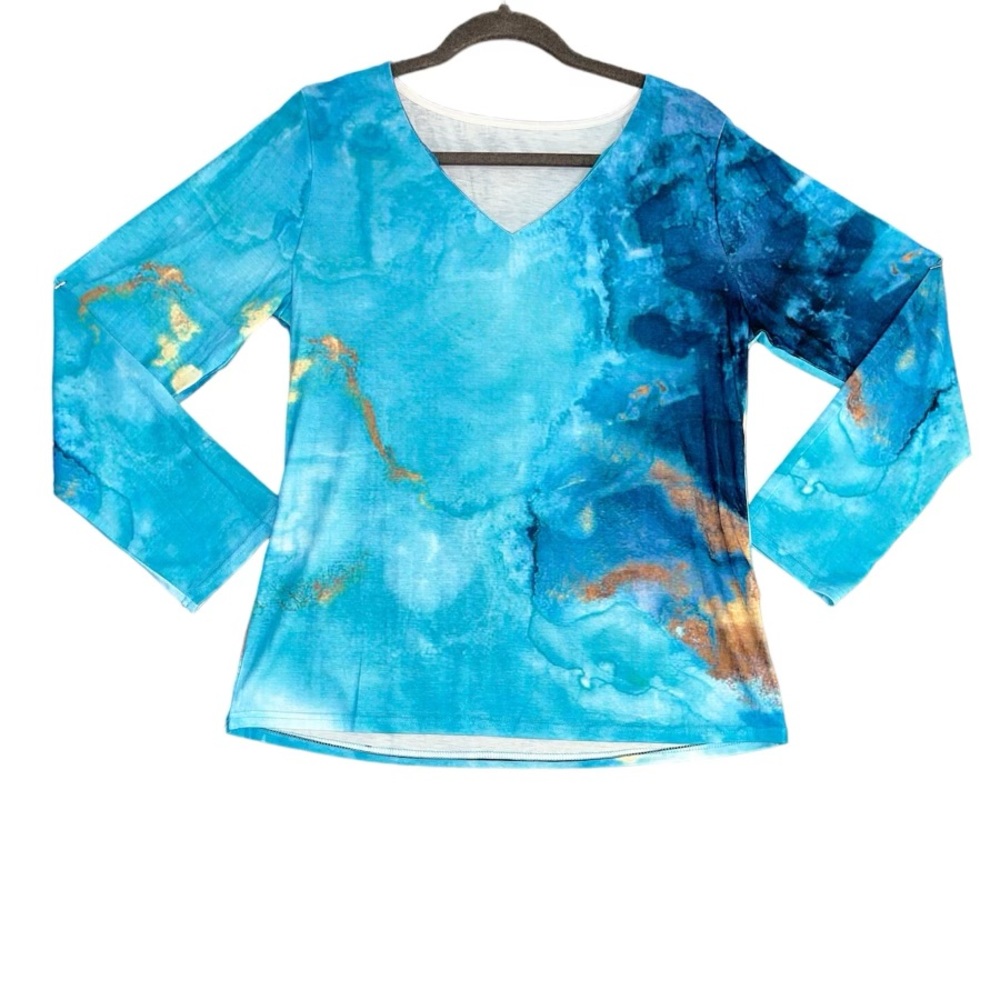 Ocean Blue with Gold print shirt